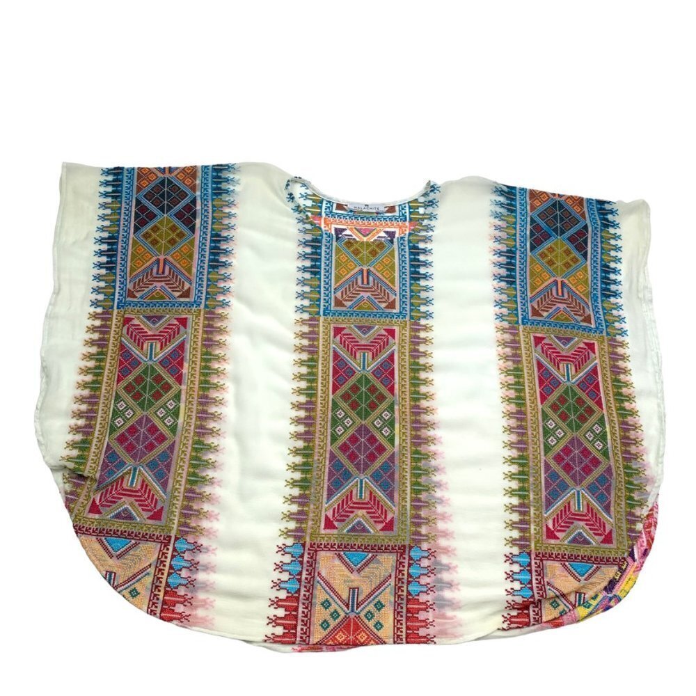 Malachite Boho/Western/Aztec Vibes Heavily Embroidered Poncho Top Women's O/S